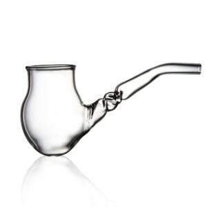 WIIDZ® Wizard Compact Puffco Proxy Glass Attachment, facing west. The puffco proxy attachment shaped like a tobacco pipe with a beautiful swirl on the air out let.