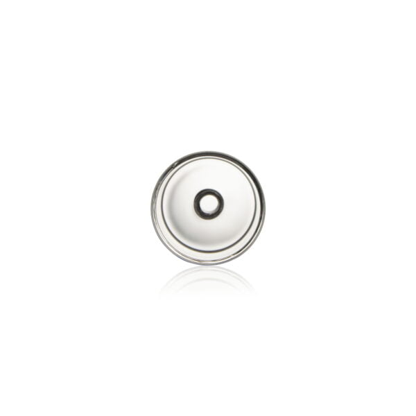 WIIDZ® Puffco Proxy Glass 14mm Direct Connector Adapter Attachment, lying down pointing north. The puffco proxy attachment is a simple direct connect with frosted connection tip.