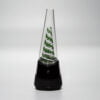 WIIDZ® Green twist puffco peak pro glass attachment installed on puffco peak, facing south under natural light. The glass shaped like OG peak glass, featuring the swirled green-white stripe on the inner chamber.