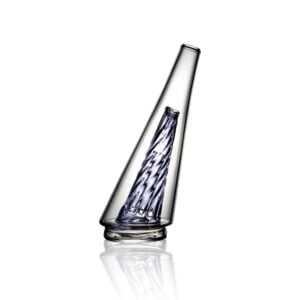 WIIDZ® Original 2.0 puffco peak pro glass attachment, facing west. The glass shaped like the original new puffco peak pro V2 glass, but with lavender colored inner chamber.