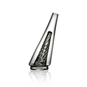 WIIDZ® Original 2.0 puffco peak pro glass attachment, facing west. The glass shaped like the original new puffco peak pro V2 glass, but with grey colored inner chamber.
