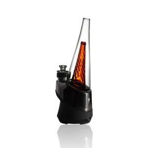Amber-colored Puffco Peak Glass Wiidz Original 2.0, installed and facing southeast. The glass is designed for the Puffco Peak vaporizer, with a polished amber hue and a clean, modern shape, positioned at a southeast angle for optimal viewing.