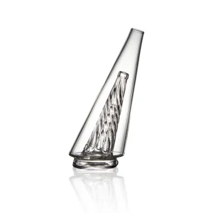 Puffco Peak Glass Wiidz Original 2.0 in Clear, Facing West, showcasing a sleek design for enhanced concentrate consumption.
