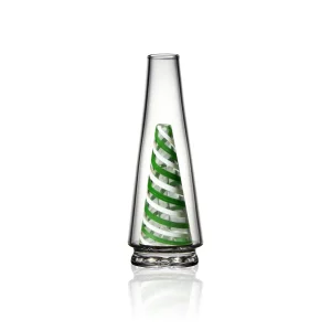Puffco Peak Pro glass attachment Wiidz in green twist design, facing north.