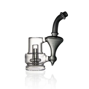 A black Wiidz Sherlock glass attachment for the Puffco Peak Pro, positioned facing east.