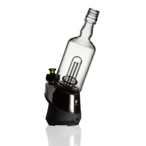 Puffco Peak Pro glass attachment Wiidz Tipsy black installed at a southeast angle, showcasing its sleek design and shadow effect.