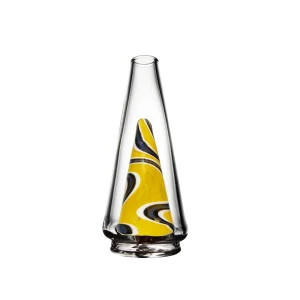 Wiidz Yellow Vapor design Puffco Peak Pro glass attachment, facing north for a bright and smooth vaporization experience.