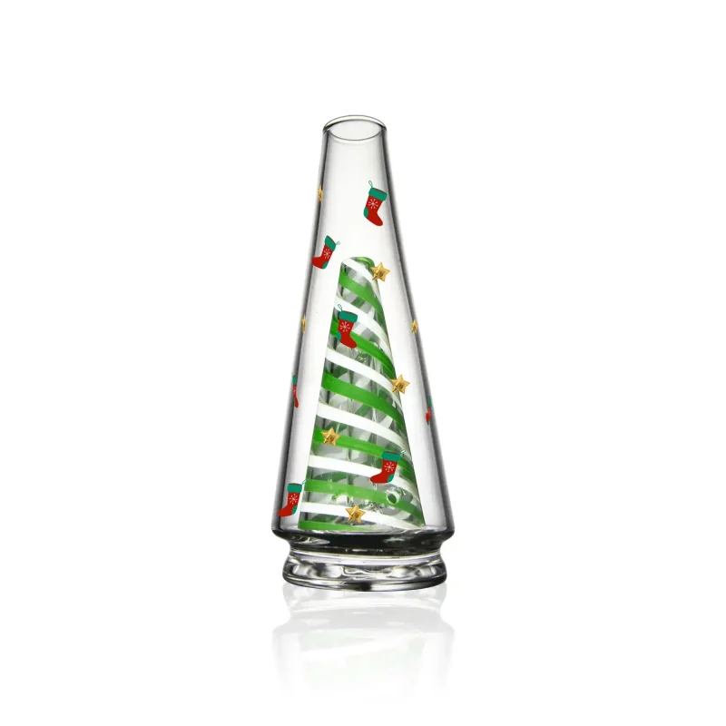 Stylish Puffco glass Wiidz design featuring a festive Christmas theme, showcasing a front view of the elegant piece suitable for holiday celebrations.