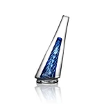 Puffco Peak Glass Wiidz Original 2.0 in Blue, showcasing its elegant design and rich color, positioned facing west.