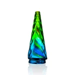 Puffco Peak Pro glass attachment by WIIDZ in vibrant rainbow colors, showcasing its unique design, facing south, perfect for enhancing your smoking experience.