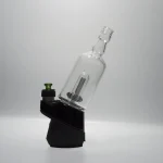 Puffco Peak Pro glass attachment in Wiidz Tipsy Black color, expertly installed and oriented to the east, set against a clean white background.
