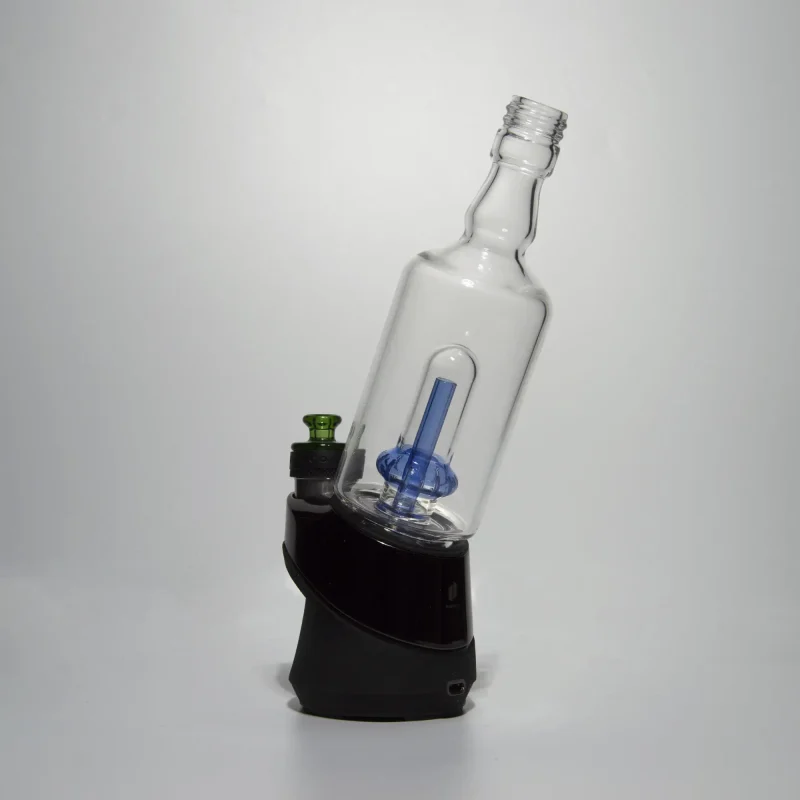 Puffco Peak Pro glass attachment in Wiidz Tipsy Blue, installed at a southeast angle, displayed on a clean white background.