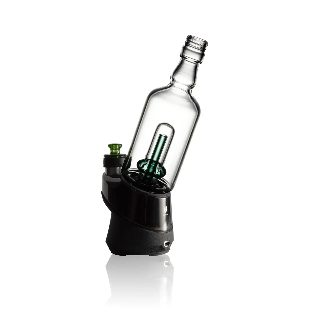 Puffco Peak Pro glass attachment with Wiidz Tipsy Green, installed and facing southeast, showcasing a vibrant design perfect for enhancing your dabbing experience.