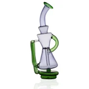 Puffco Peak glass attachment Wiidz Dark Elf, elegantly designed for enhancing your dabbing experience, showcased facing east in a visually appealing setup.