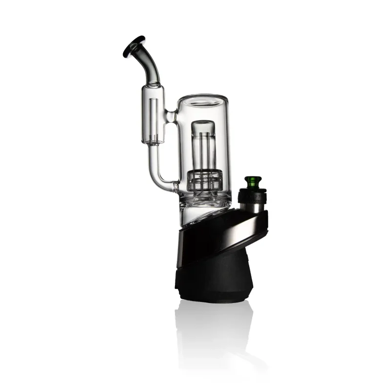 Puffco Peak Pro glass attachment featuring WIIDZ Badger, elegantly installed facing west, showcasing its intricate design and functionality.