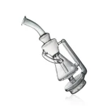 puffco peak pro glass attachment wiidz recycler tilted.webp Puffco Peak Pro glass attachment featuring a Wiidz recycler design, presented at a tilted angle for a unique perspective.
