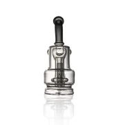 Puffco Peak Pro glass attachment in Wiidz Sherlock Black, showcasing a unique design with a stylish contour, perfect for enhancing your dabbing experience, oriented facing north.