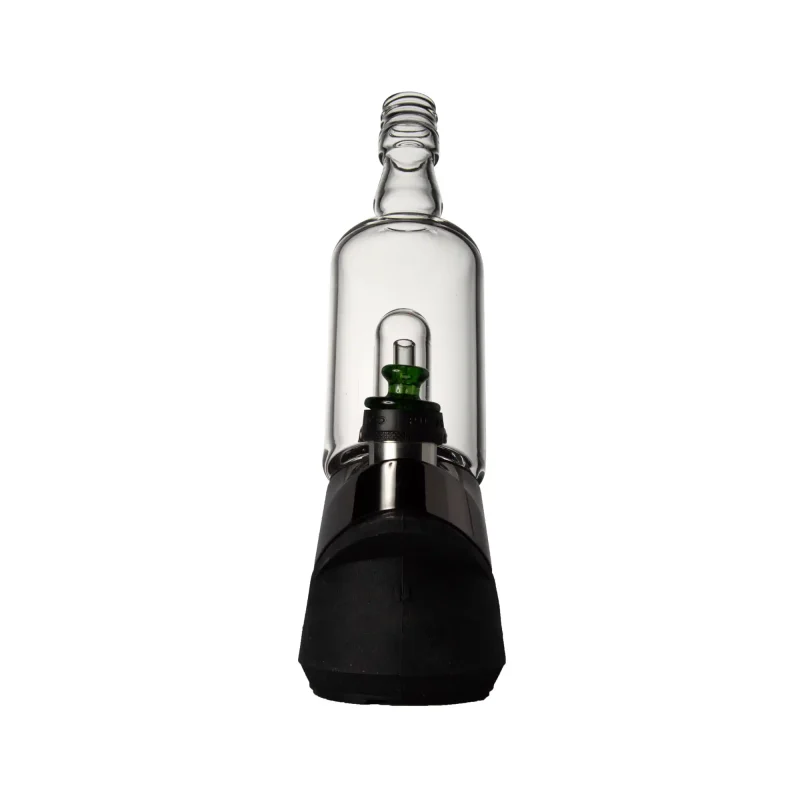 Puffco Peak Pro glass attachment featuring Wiidz Tipsy in black, installed facing north for enhanced dabbing experience.