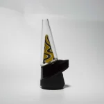 puffco peak pro glass attachment wiidz yellow vapor installed facing west.webp Puffco Peak Pro glass attachment in Wiidz yellow color installed facing west, showcasing its unique design and functionality for enhanced vaping experience.